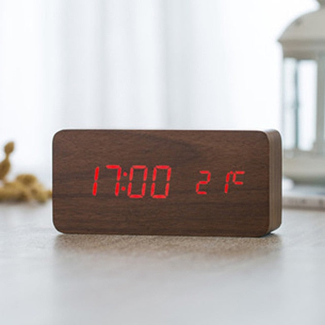 Minimalistisk Digital Vækkeur med Stemmebetjening Plast LED Display