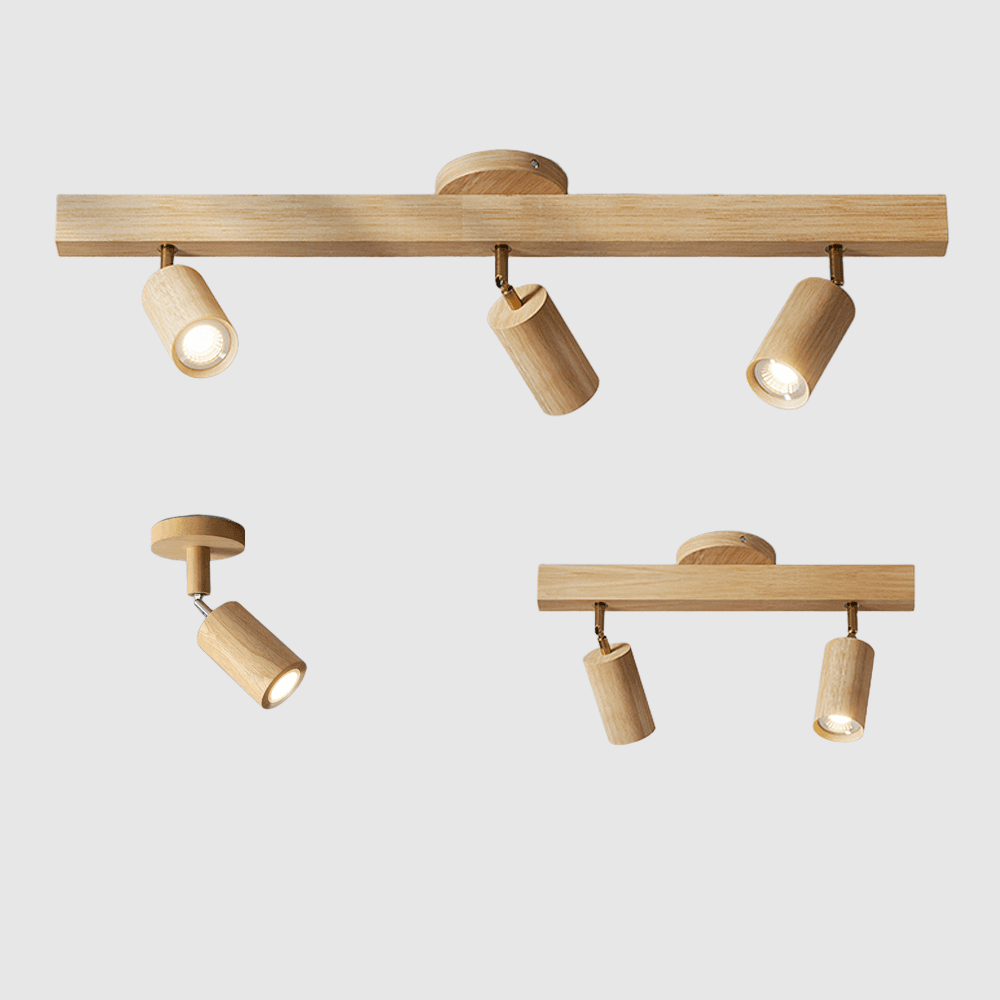 Minimalistisk Loftslampe i Træ med Justerbar Lysretning