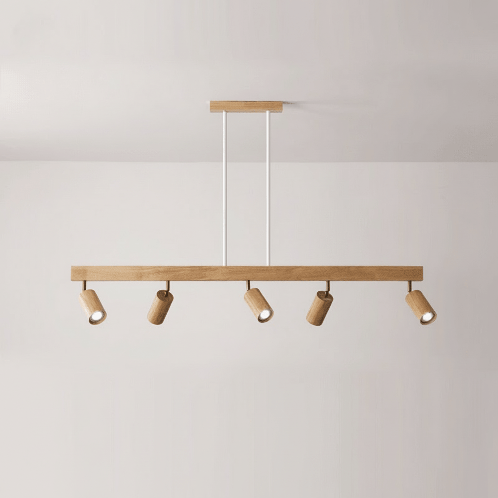 Minimalistisk Loftslampe i Træ med Justerbar Lysretning