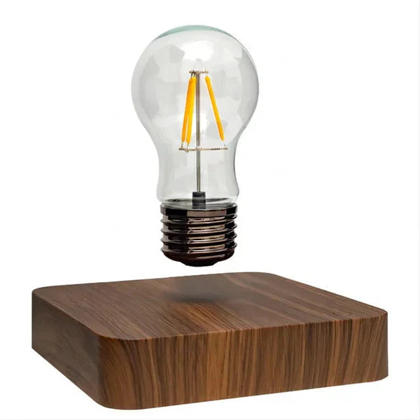Moderne Bordlampe med Flydende Design og Valnøddebasis