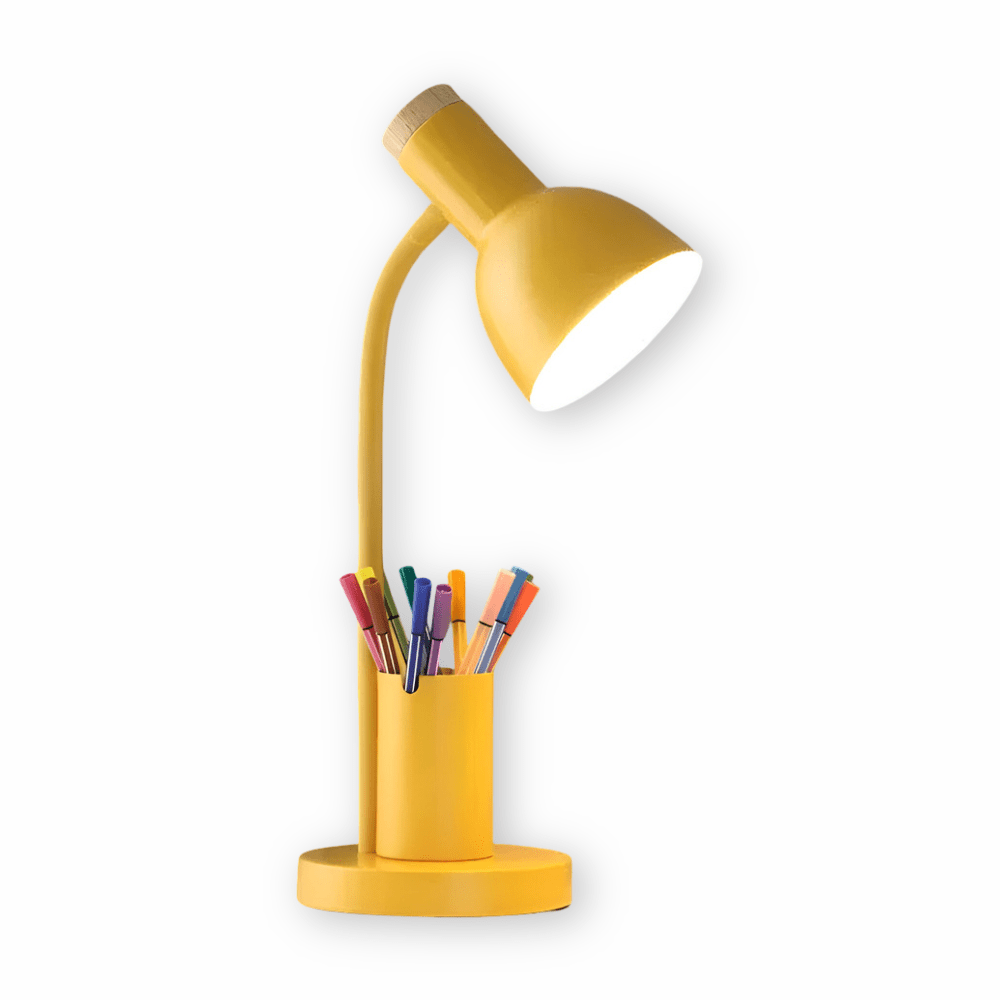 Moderne Bordlampe med Penneholder og Justerbart Lys til Skrivebord