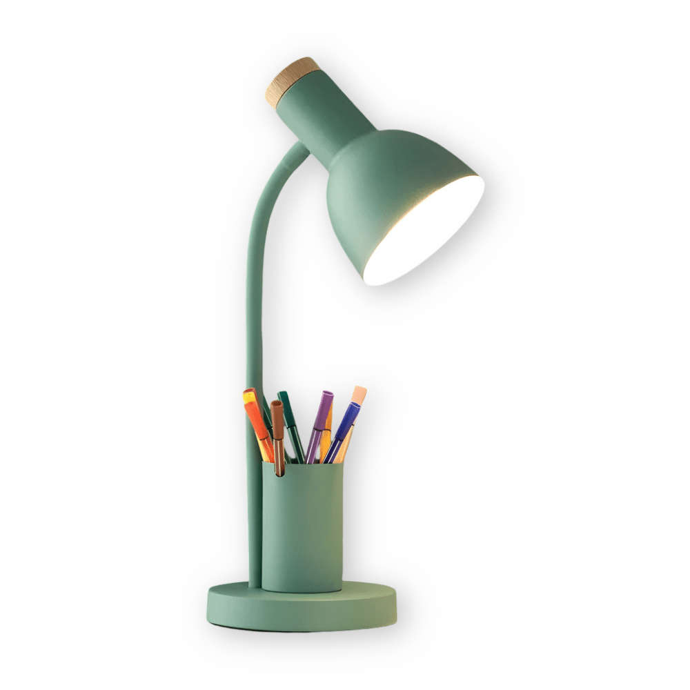 Moderne Bordlampe med Penneholder og Justerbart Lys til Skrivebord