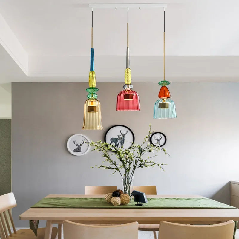 Moderne Hængende Lampe Macaron Farver Designet til Stue og Spisestue