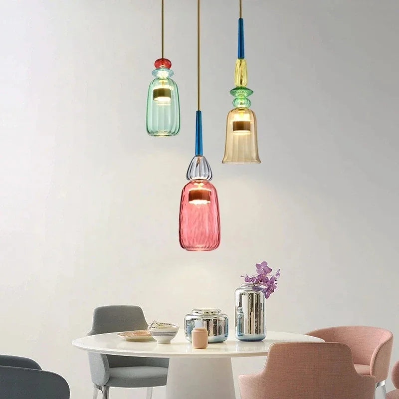 Moderne Hængende Lampe Macaron Farver Designet til Stue og Spisestue