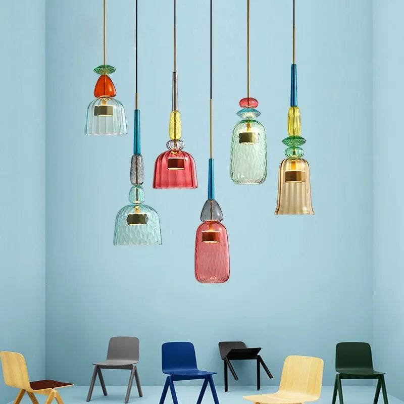 Moderne Hængende Lampe Macaron Farver Designet til Stue og Spisestue