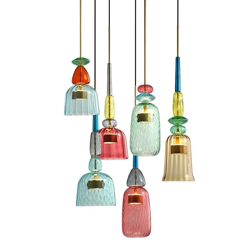 Moderne Hængende Lampe Macaron Farver Designet til Stue og Spisestue