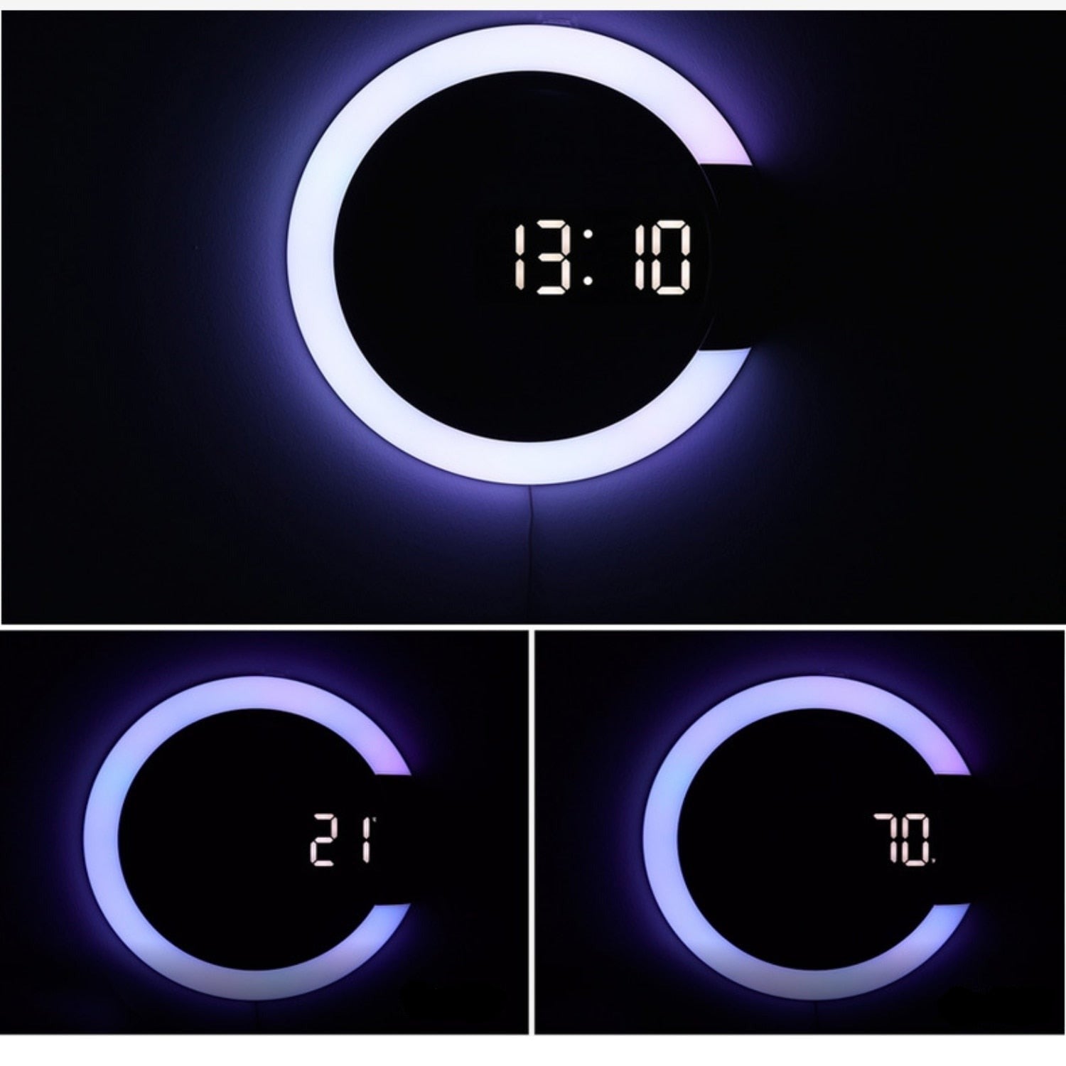 Moderne LED Vægur med Justerbar Belysning