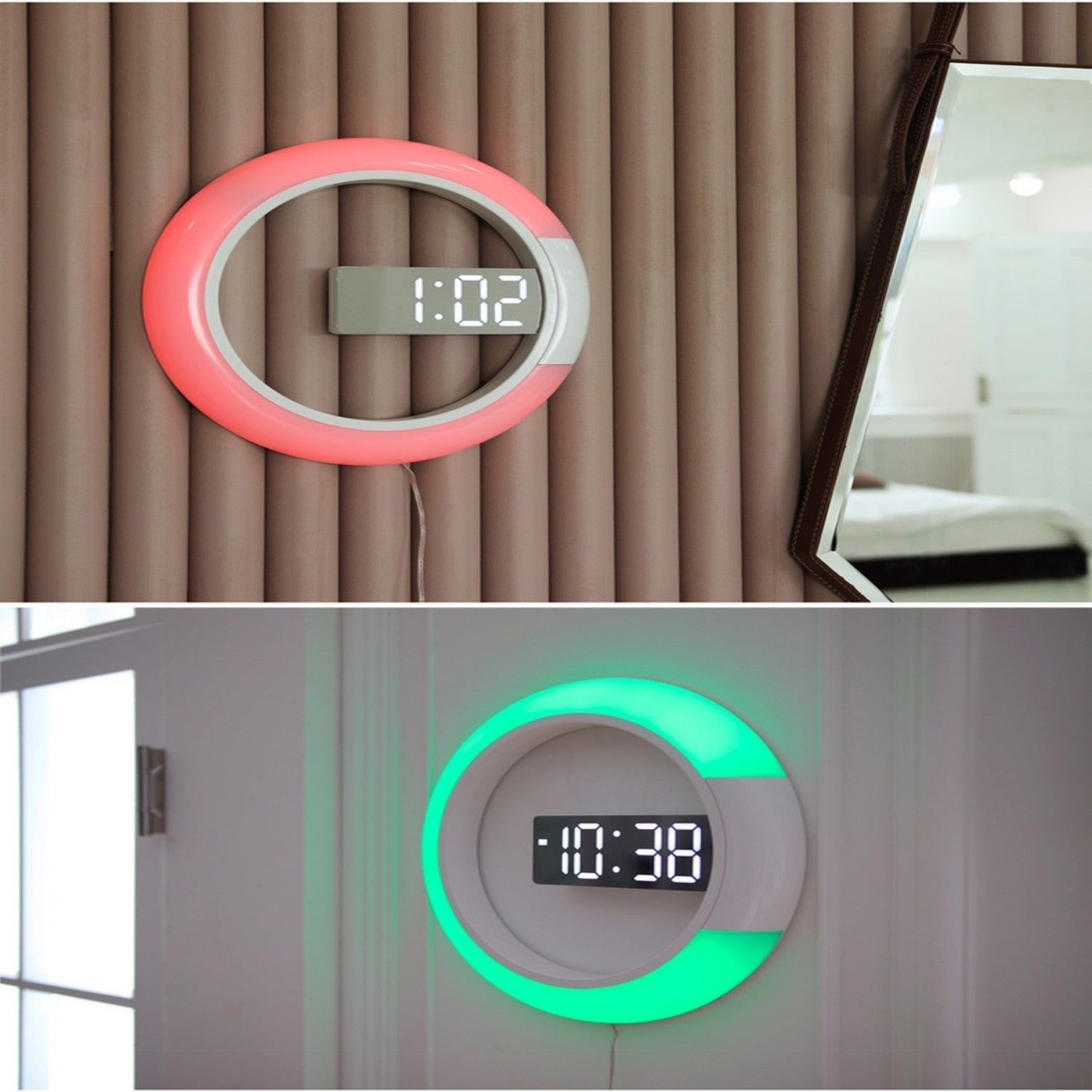 Moderne LED Vægur med Justerbar Belysning