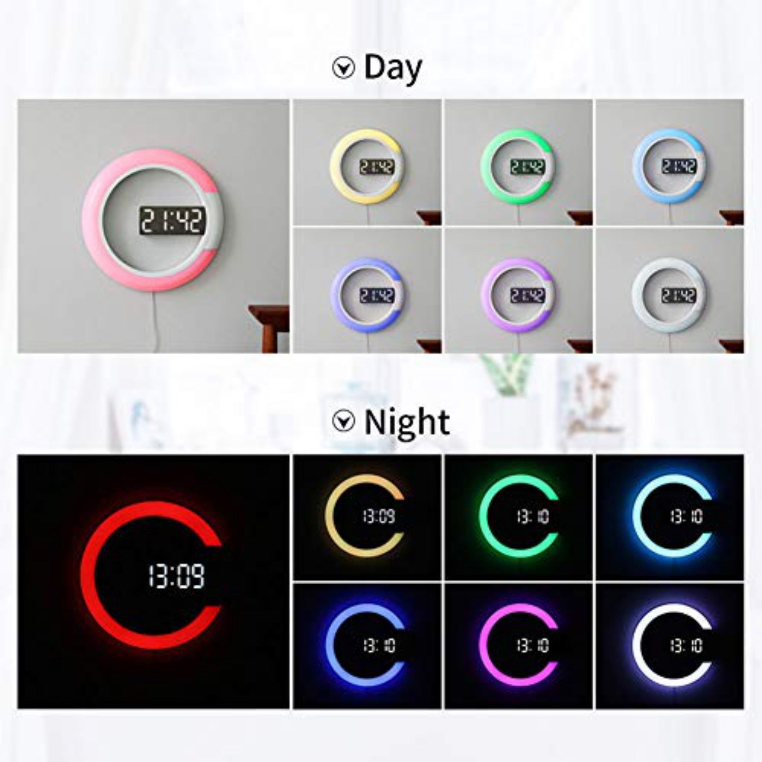 Moderne LED Vægur med Justerbar Belysning