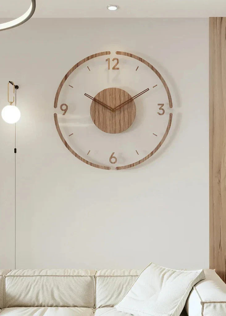 Moderne Vægur i Træ - Minimalistisk Design til Stuen