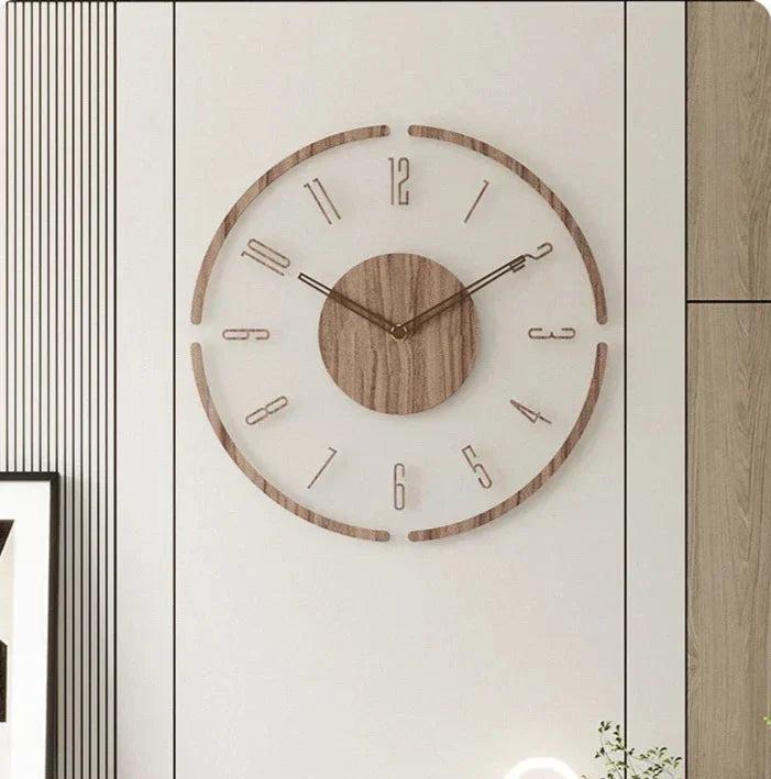 Moderne Vægur i Træ - Minimalistisk Design til Stuen