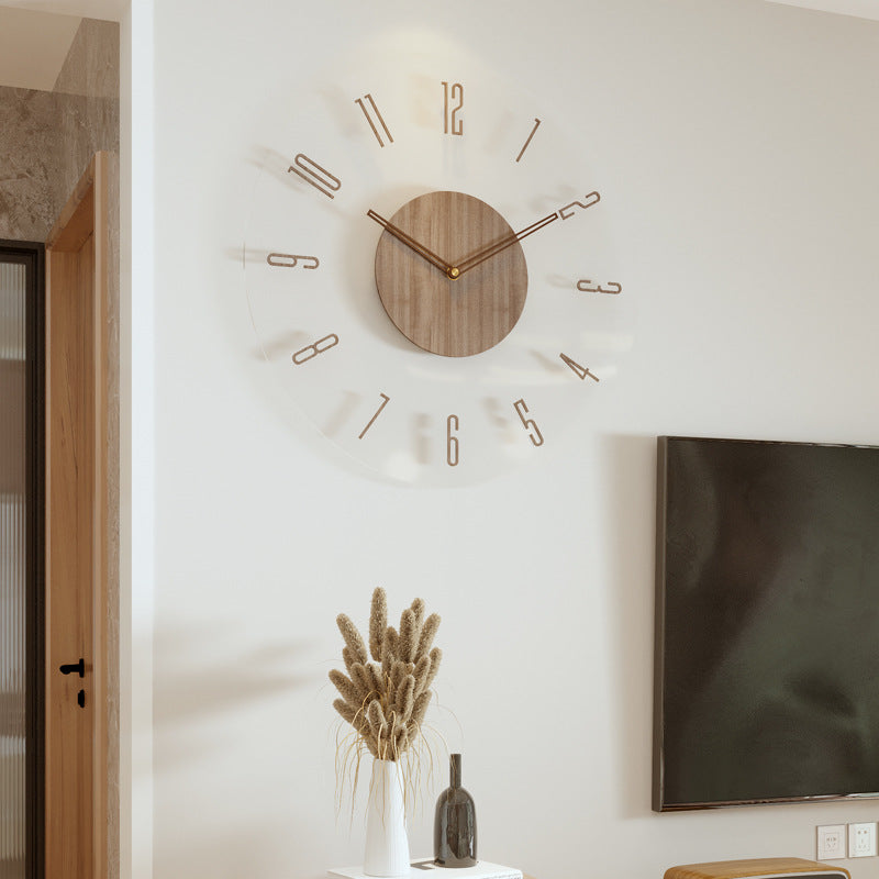 Moderne Vægur i Træ Minimalistisk Design Lydløs Indendørs Vægmontering