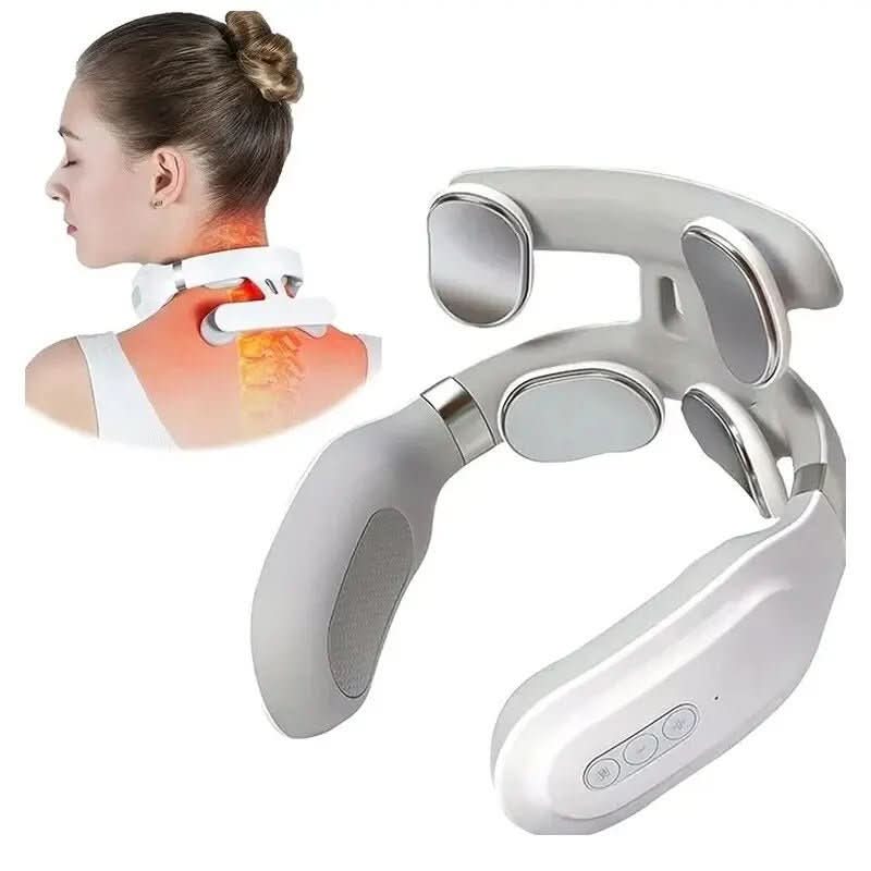 Nakke Massager 4-i-1 med Varme og Vibration - Massageapparat til Nakke