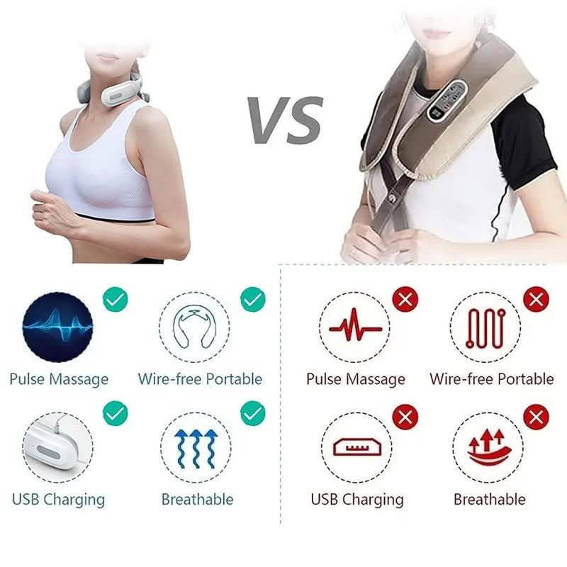 Nakke Massager 4-i-1 med Varme og Vibration - Massageapparat til Nakke