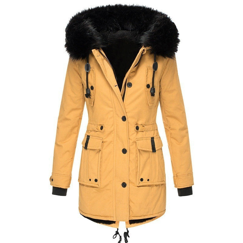 Kvinders Frakke - Skræddersyet Pasform - Faux Fur Hætte