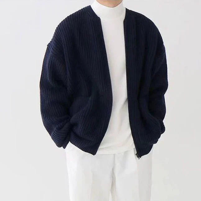 Hans Cardigan Herre – Casual Ribstrikket Vest med Åben Front & Praktiske Lommer