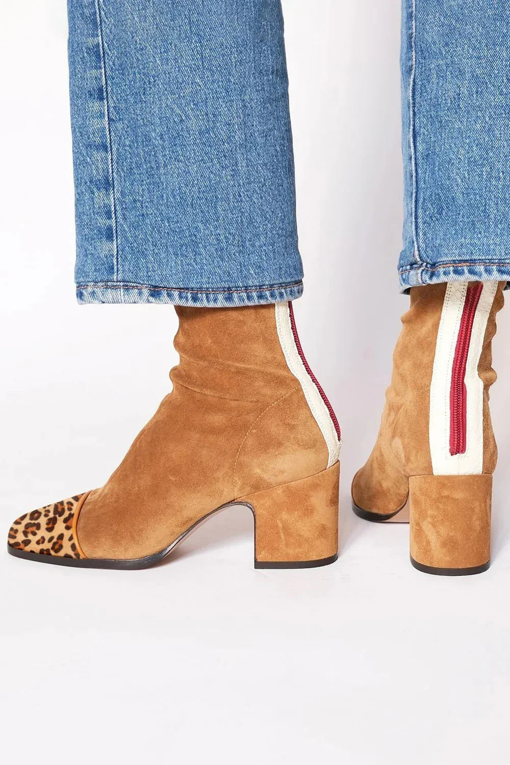 MID-HEEL ANKELBOOT MED PRINT