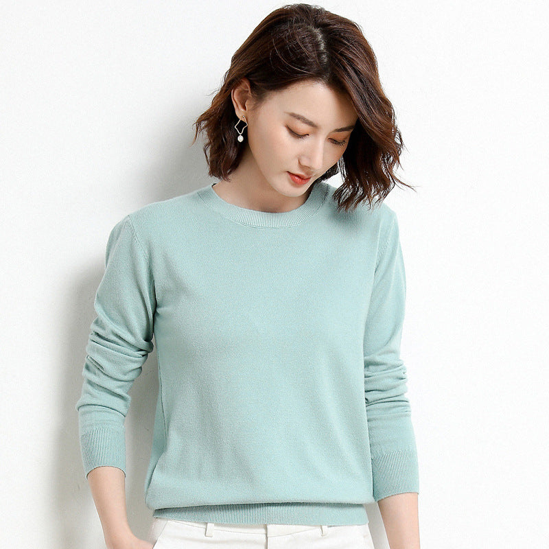 Kvinders Pullover O-Neck Langærmet Merino Uld Sweater