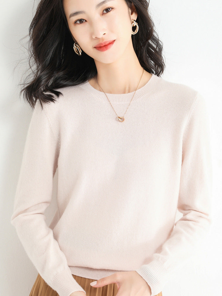 Kvinders Pullover O-Neck Langærmet Merino Uld Sweater