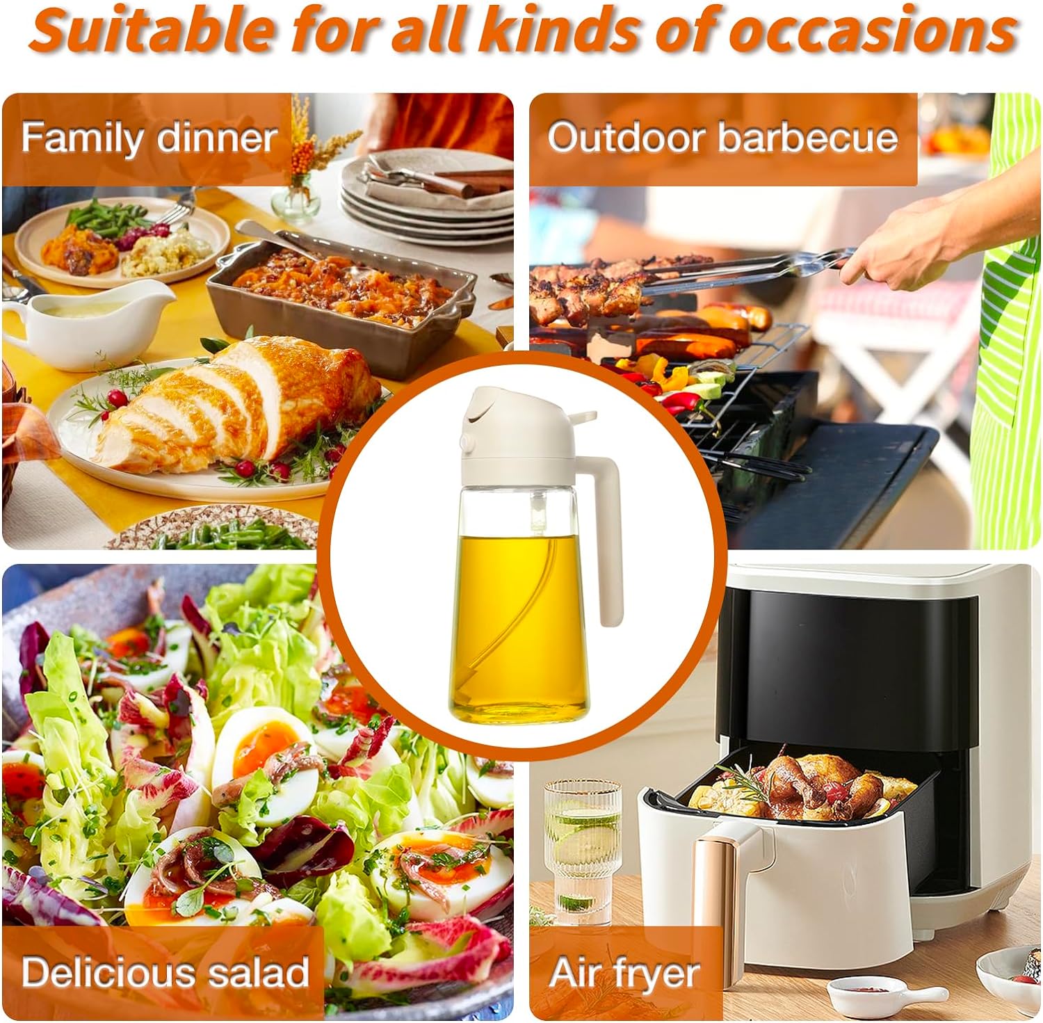 Olivenoliespray 2-i-1 til Madlavning og Grillning