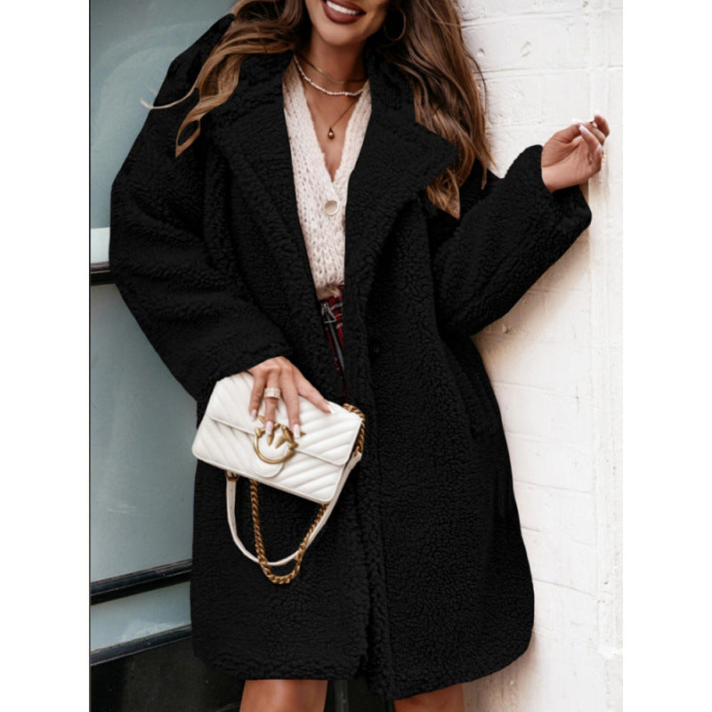 Overgangsjakke  Kvinder Mid-Length Oversized Frakke med Bredt Revers