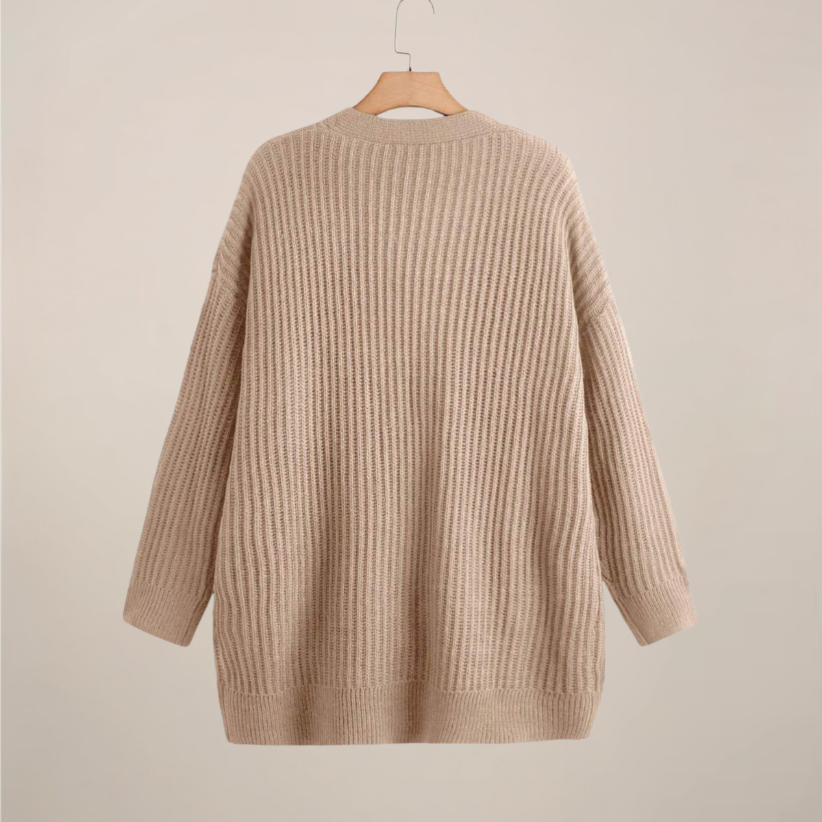 Plus Size Langærmet Oversized Åben Cardigan – Casual Lagdelt Nødvendighed