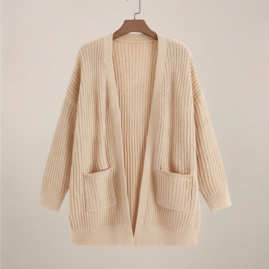 Plus Size Langærmet Oversized Åben Cardigan – Casual Lagdelt Nødvendighed