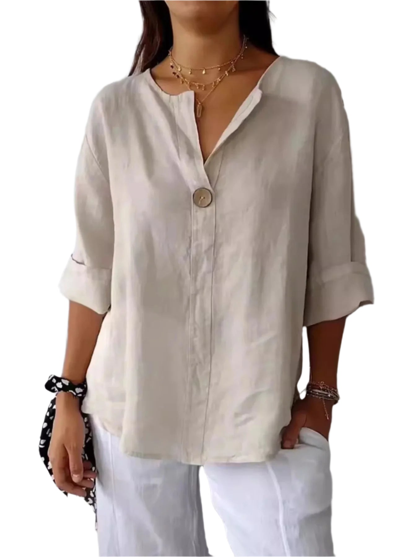 Plus Size Bluse med Notch