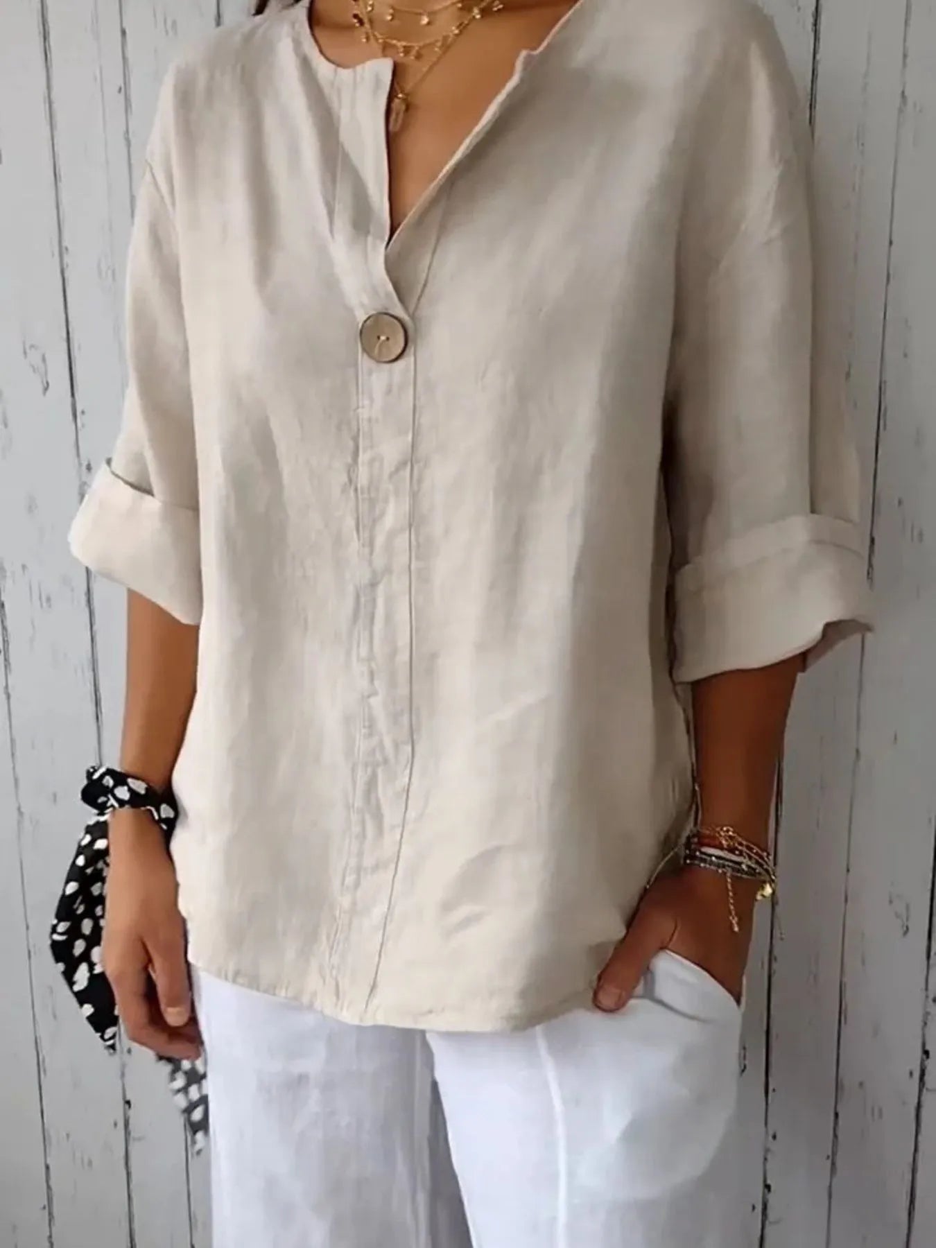 Plus Size Bluse med Notch