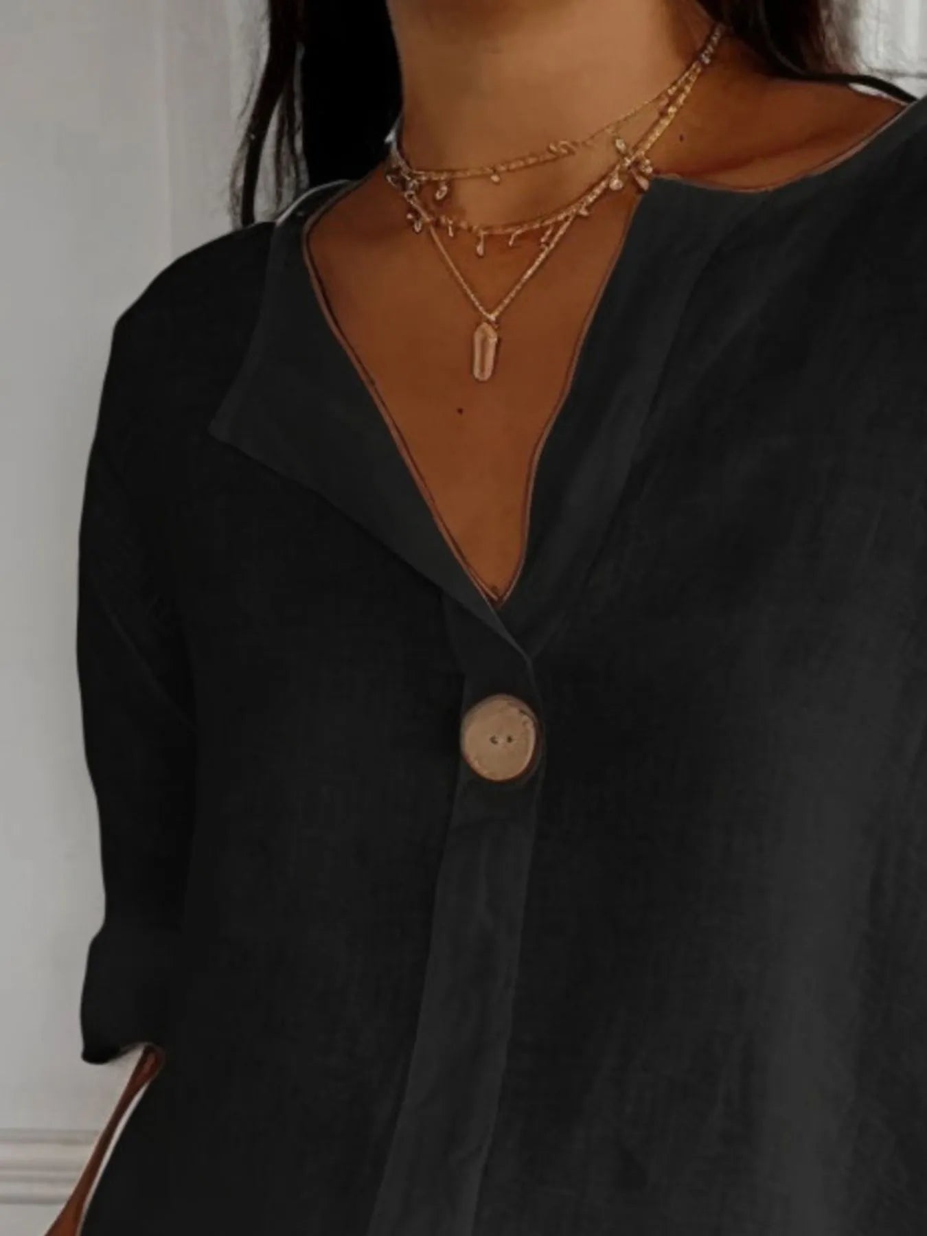Plus Size Bluse med Notch