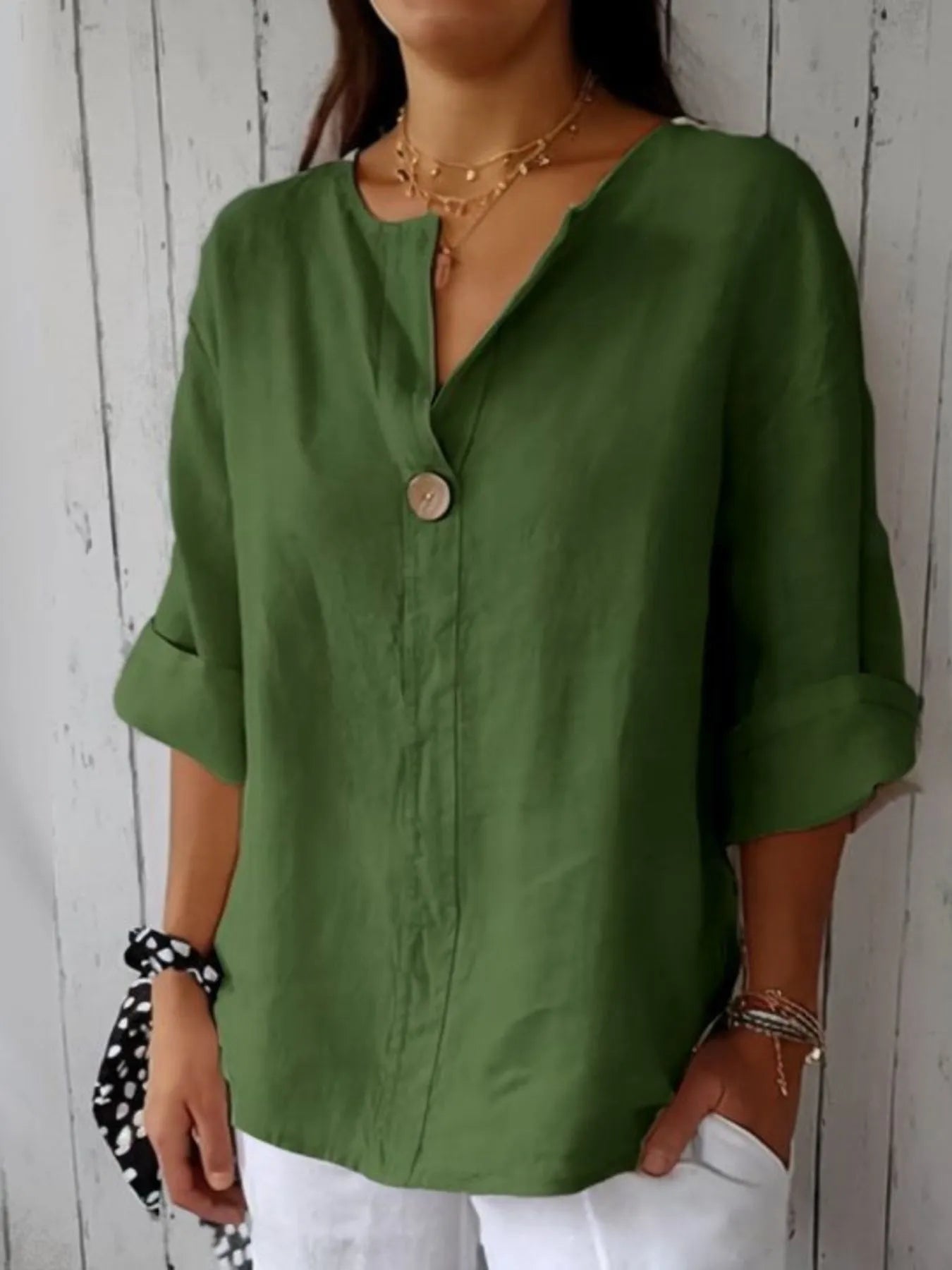 Plus Size Bluse med Notch