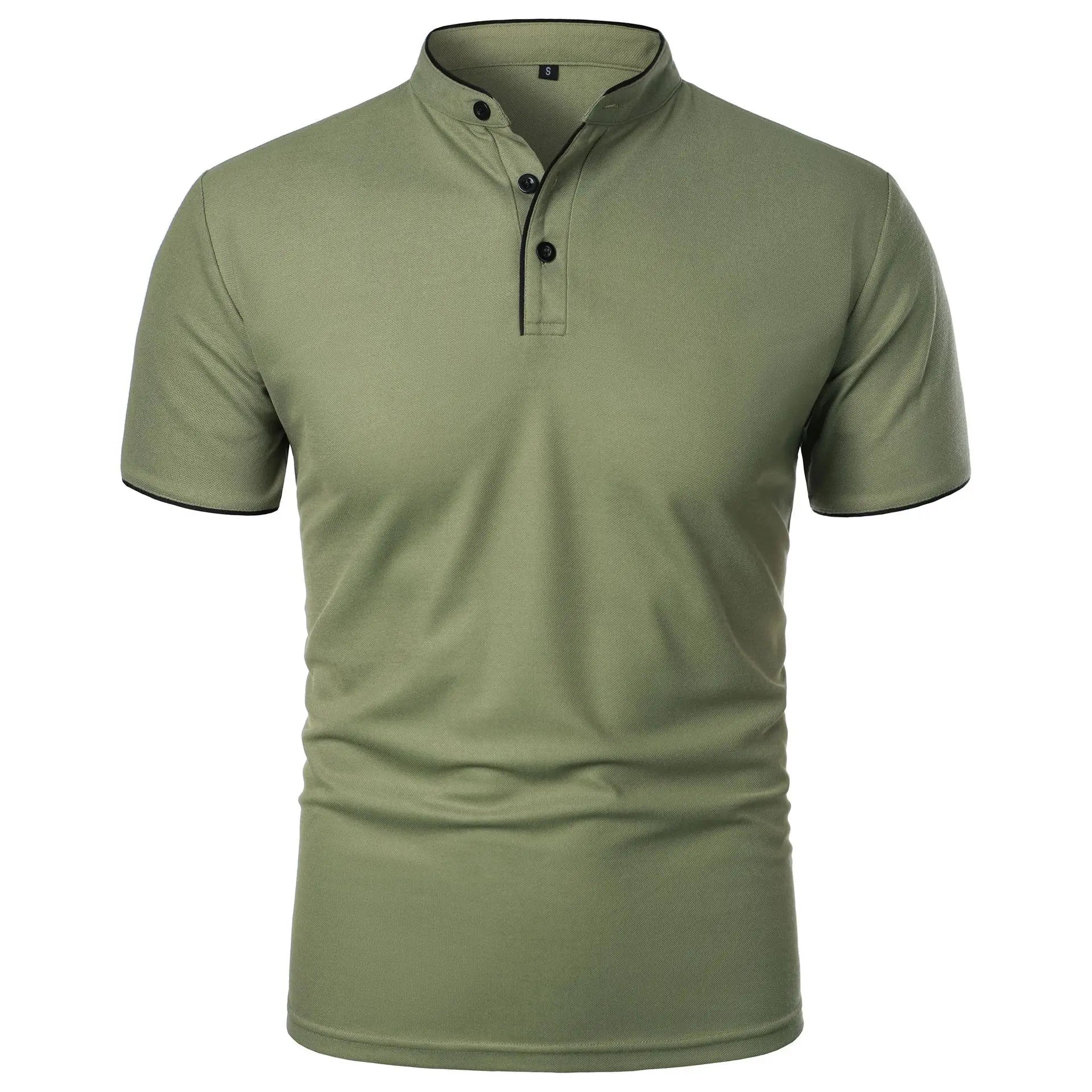 Polo Shirt Herre Kortærmet Casual T-Shirt i Solid Farve