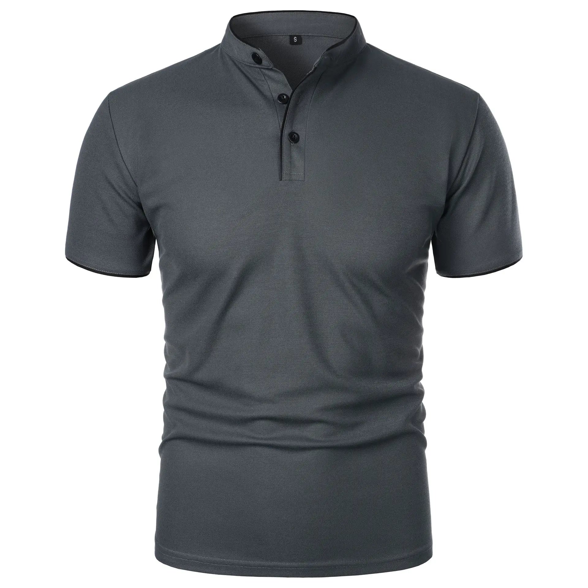 Polo Shirt Herre Kortærmet Casual T-Shirt i Solid Farve