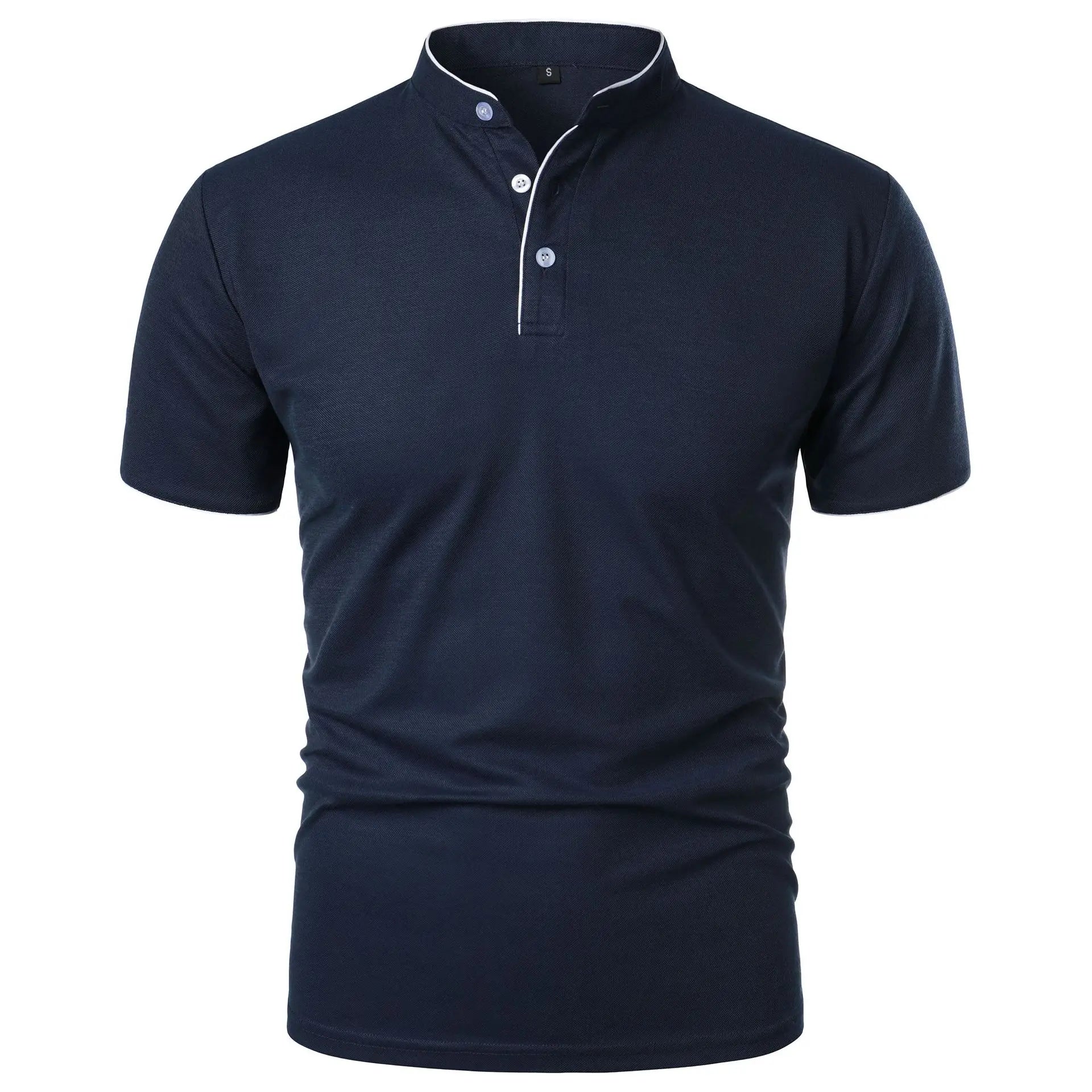 Polo Shirt Herre Kortærmet Casual T-Shirt i Solid Farve