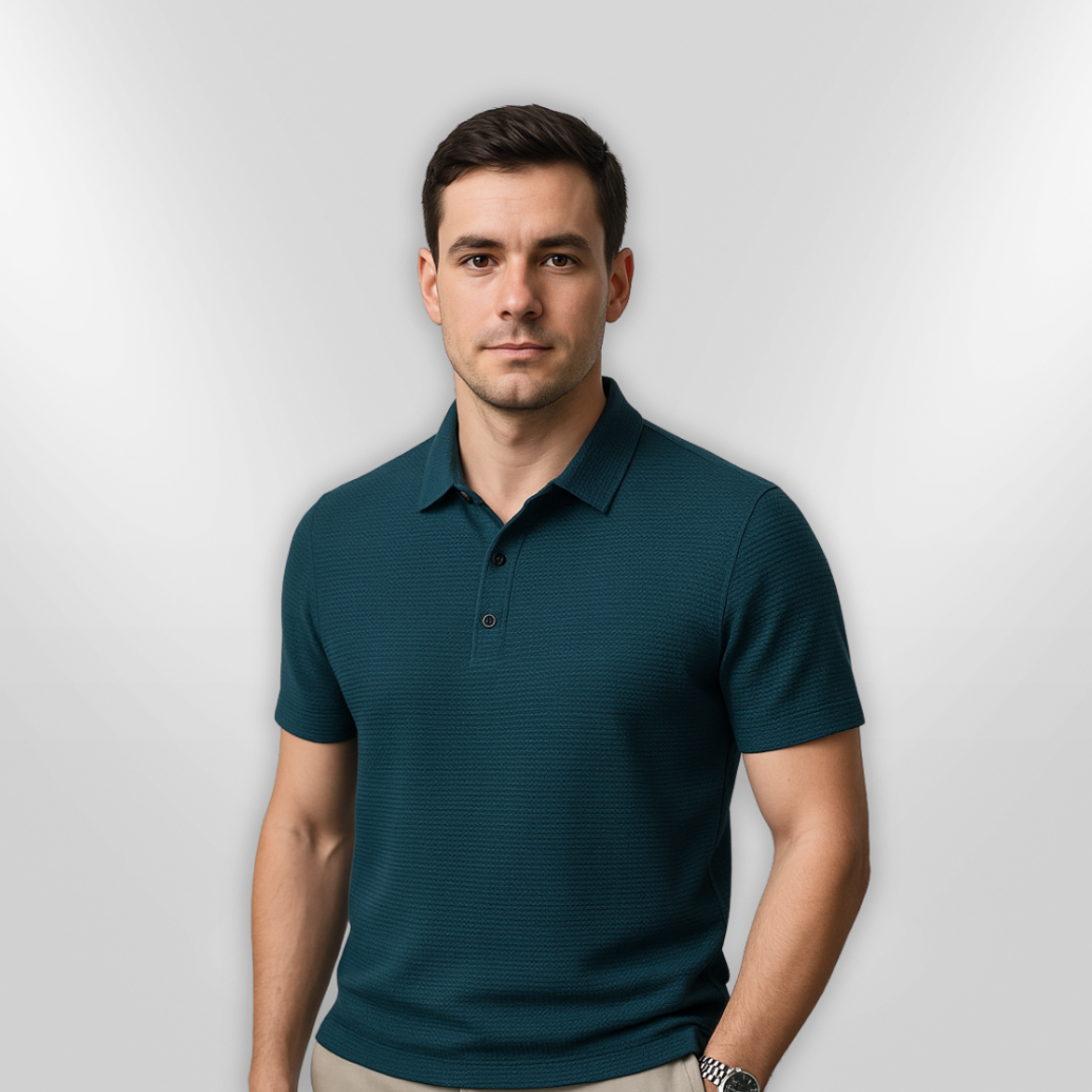 Polo Shirt Mænd Struktureret Tætsiddende
