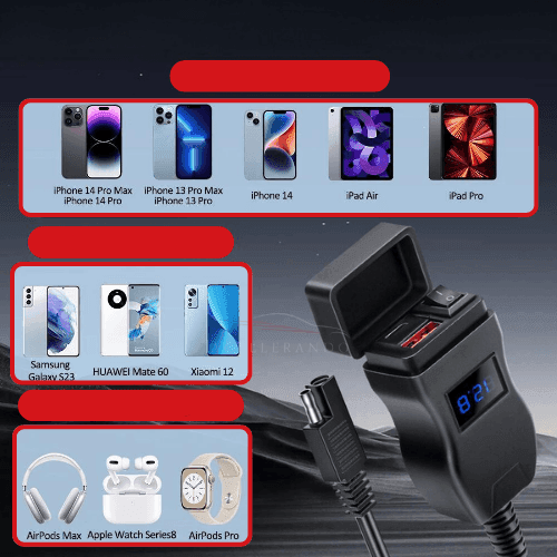 LuxCharge Elite Duo | Luksus dual USB oplader til motorcykler-zarada.dk