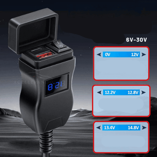 LuxCharge Elite Duo | Luksus dual USB oplader til motorcykler-zarada.dk