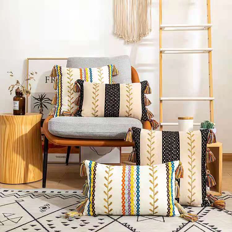Pudebetræk 50x50 Boho Stil med Frynser