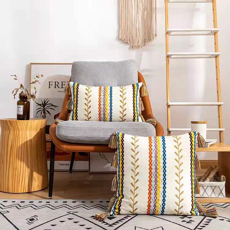 Pudebetræk 50x50 Boho Stil med Frynser