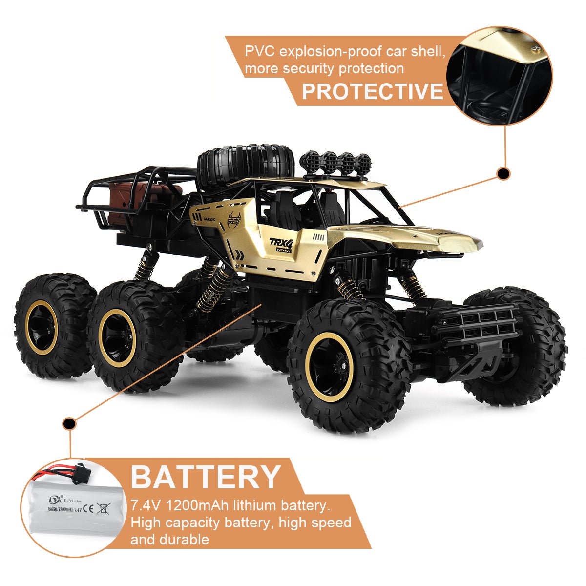 RC Monstertruck med 6WD og LED-lys