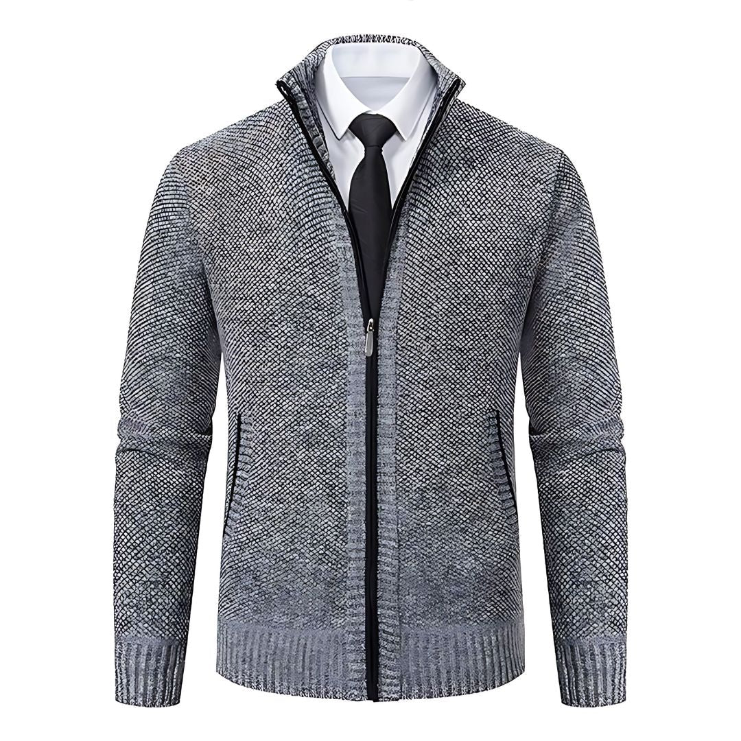 Adrian Pullover Herre – Sort Strik med Lynlås, Elegant & Behagelig til Alle Anledninger