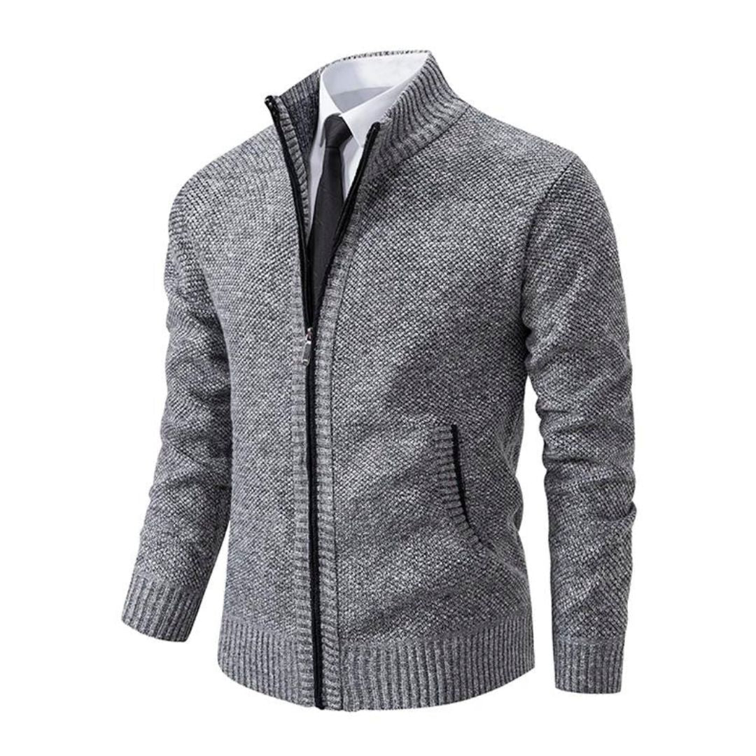 Adrian Pullover Herre – Sort Strik med Lynlås, Elegant & Behagelig til Alle Anledninger