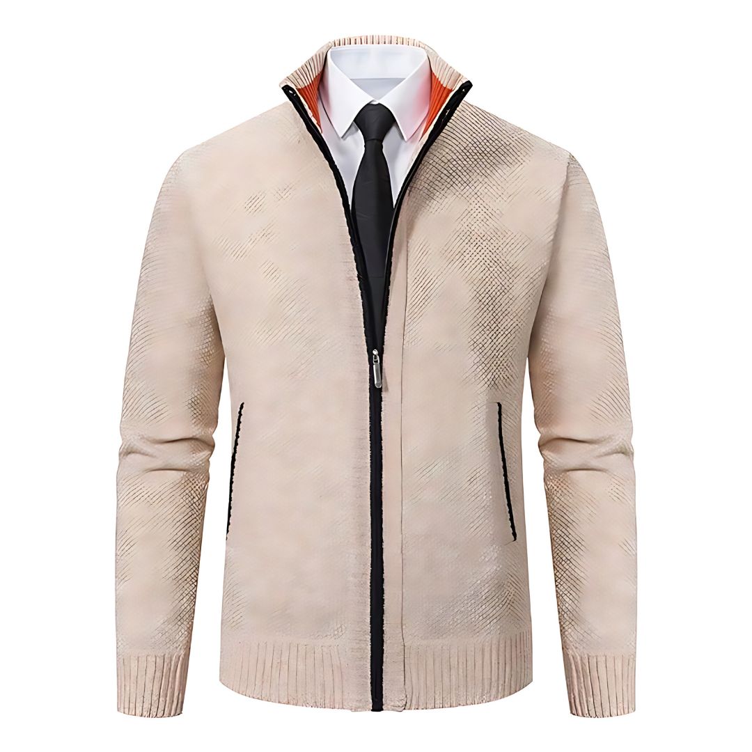 Adrian Pullover Herre – Sort Strik med Lynlås, Elegant & Behagelig til Alle Anledninger