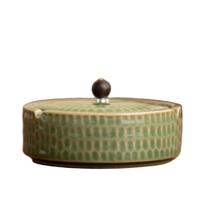 Retro Askebæger med Låg - Håndlavet Keramisk Design