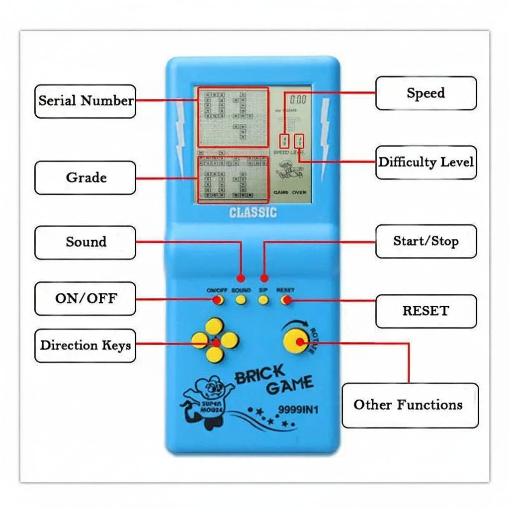 Retro Gaming Console Handheld Tetris Fun