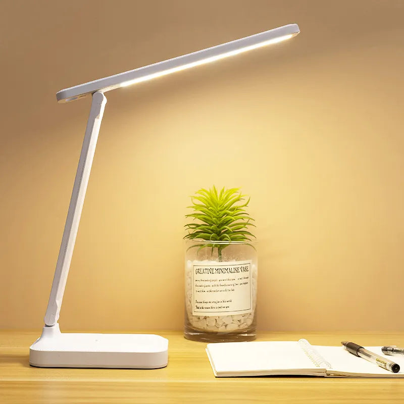 FlexiGlow – Sammenklappelig LED-skrivebordslampe med berøringsfunktion og 3-farvet dæmpning