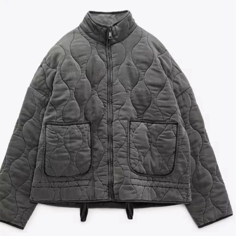 Zinnia Kvinders Vatteret Jakke – Varm Vinter Zip-Up Jakke med Justerbar Talje & Lommer