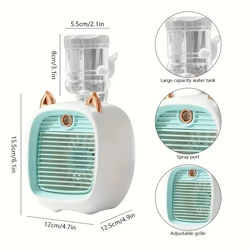 USB Mini Airconditioneringsvifte med Luftfugter til Desktop Kylning