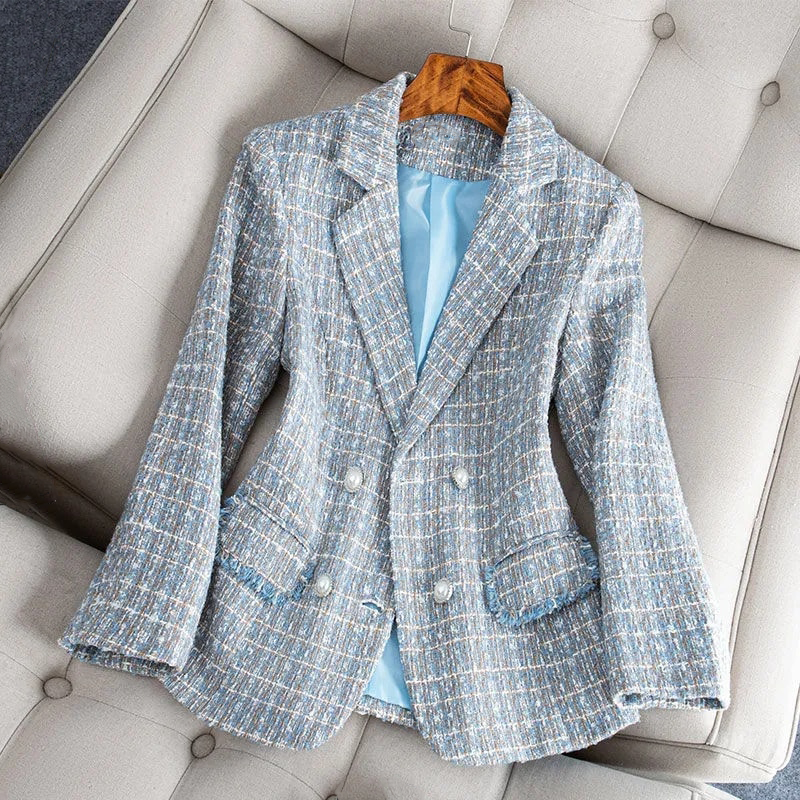 Nataly Blazer Kvinde – Elegant & Moderne Tweed Blazer til en Alsidig Chic Stil