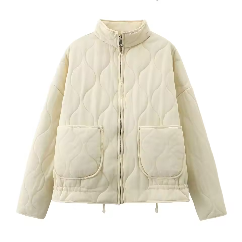 Zinnia Kvinders Vatteret Jakke – Varm Vinter Zip-Up Jakke med Justerbar Talje & Lommer